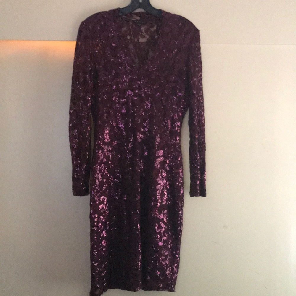 Marina Sequin lace purple dress